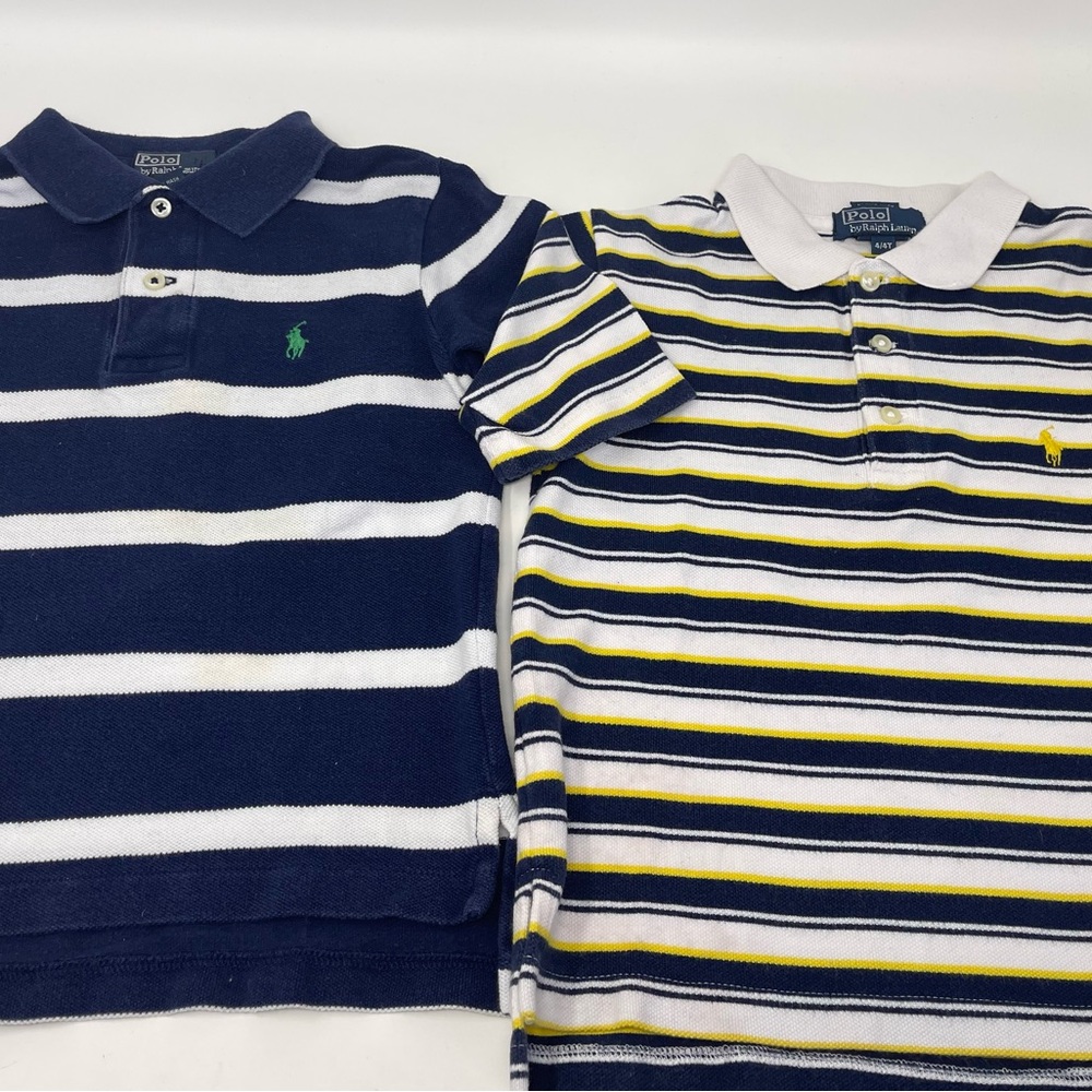 Polo by Ralph Lauren Kids Polo Shirts - Navy, White, and Yellow Stripes